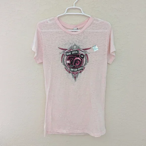 Vintage Daytona Bike Week 2011 70th Pink Short Sleeved T Shirt Size 2XL NWT Y2K - Picture 1 of 6